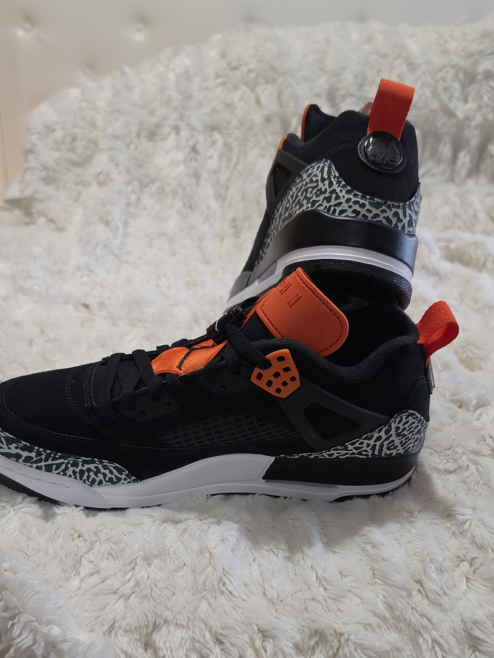 Jordan Men's Black and Orange Retro-Style Sneakers